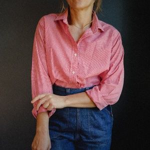 Vintage Lands' End Gingham Button Up Shirt